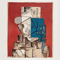 "Visage sur Fond Rouge" von Pablo Picasso, handsignierte Lithographie