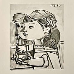 "Buste de Petite Fille" von Pablo Picasso, handsignierte Lithographie