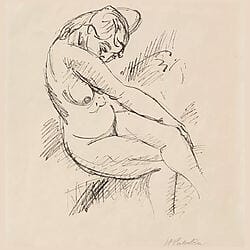 "Weiblicher Akt" (1916) von Max Pechstein, limitierte Lithografie auf Japanpapier