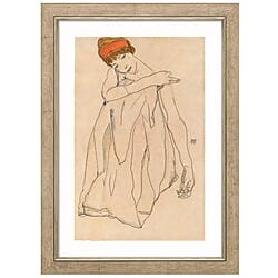 Portraitzeichnung "Die Tänzerin" (1913) von Egon Schiele, limitierte Reproduktion