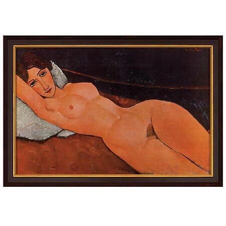 "Liegender Frauenakt auf weißem Kissen" (1917) von Amedeo Modigliani, limitierte Reproduktion