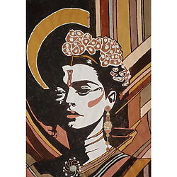 Pop-Art Portrait "Frida Kahlo" von Luzia Sobreiro, Erde auf Papier