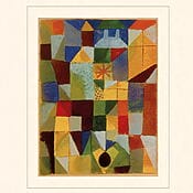 "Städtische Komposition m. d. gelben Fenstern" (1919) von Paul Klee, Reproduktion auf Bütten