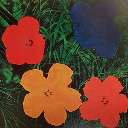 Ikonisches Bild "Flowers" (1999) von Andy Warhol, Reproduktion auf Bütten