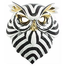 Wandobjekt "Owl Mask Black and Gold" von Lladró, Afrikanische Maske aus Porzellan