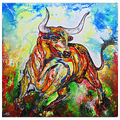 attila-stierbilder-gemalt-wilder-stier-gemaelde-leinwandbild-bulle-100x100cm-3c56363d