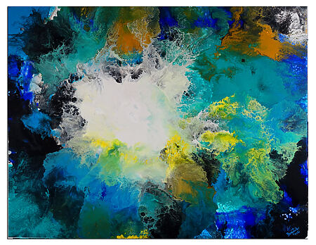 Flut Fluid Art Acrybild blau abstrakte Malerei Leinwandbild Wandbild Gemälde