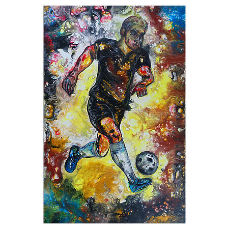 Fußball Bilder gemalt Acrylbild Leinwand Wandbild