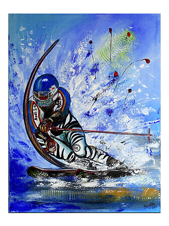 Gemälde Skifahrer Neureuther Sport Malerei Bilder Kunst Acrylbild